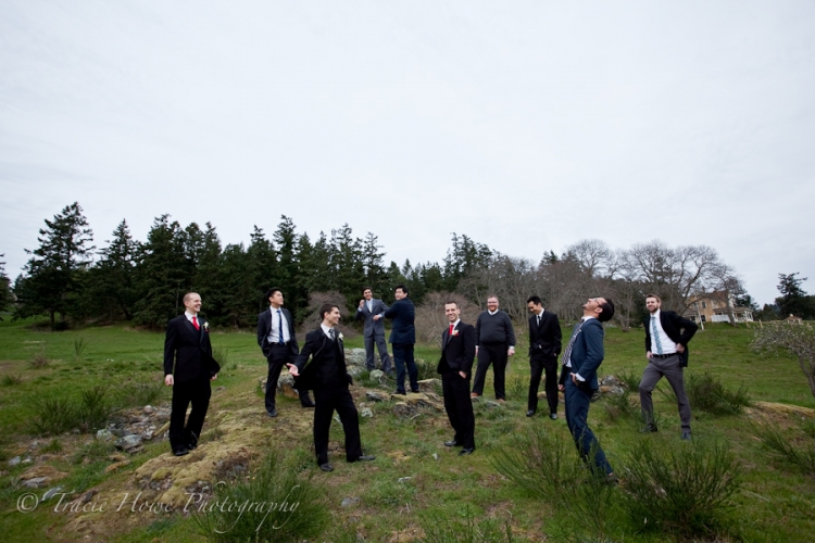 fun groomsmen group photo at Orcas Island wedding