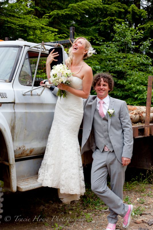 happy bride and groom