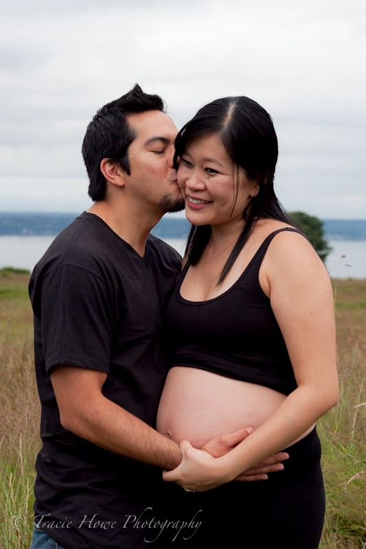 Portrait of engaged couple in Discovery Park