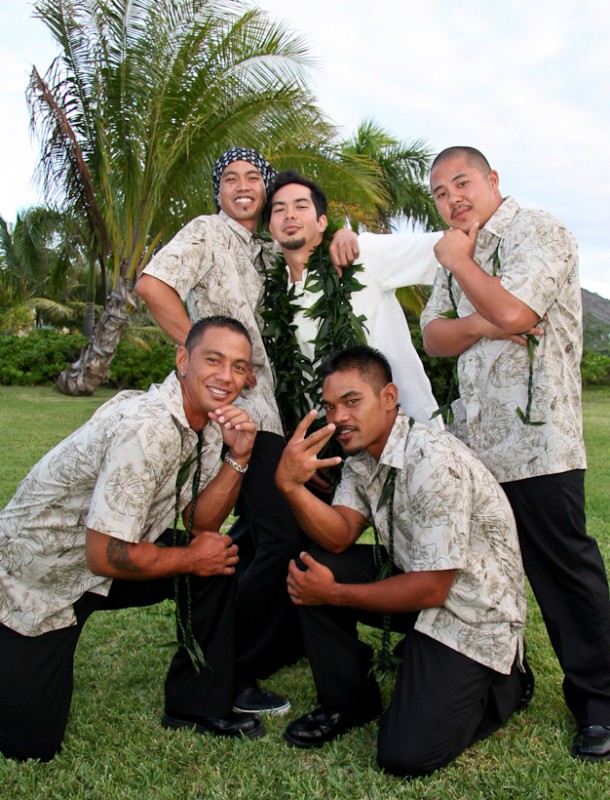 Photo of groom and groomsmen in Hawaii