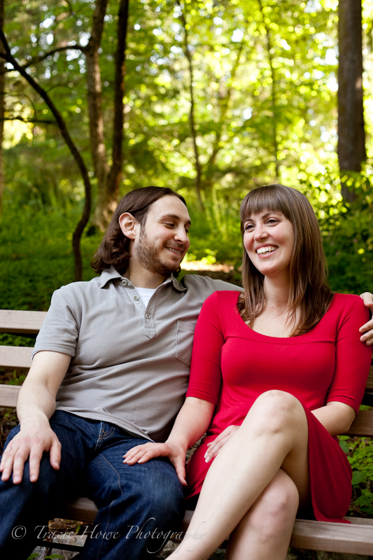 Portrait of engaged couple in Seattle Arboretum