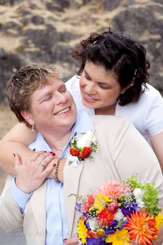 Photo of same sex couple wedding portrait on Orcas Island