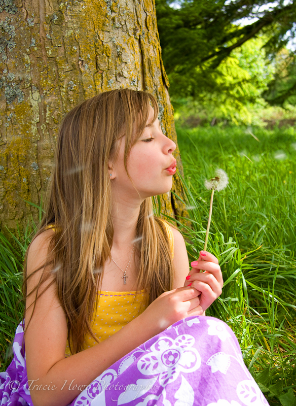 Portrait of little girl and flower