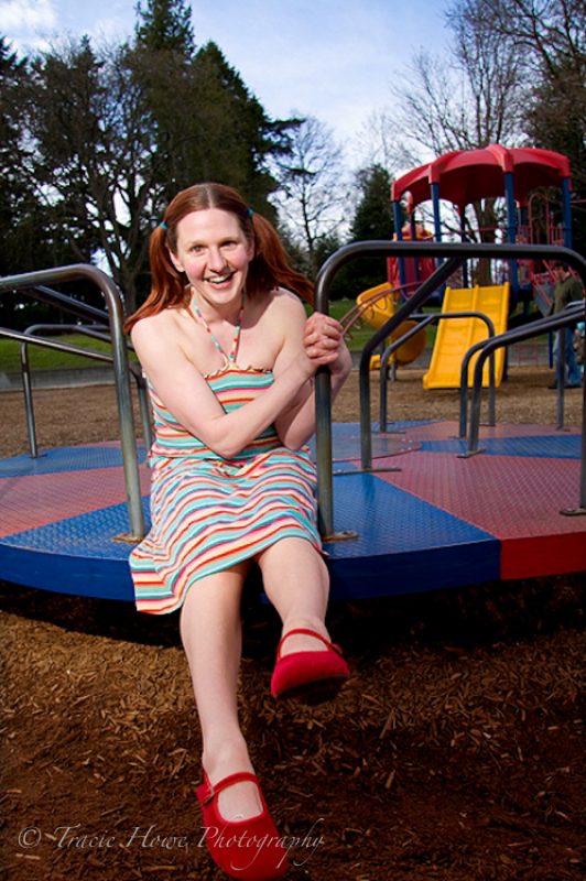 Portrait of woman on a merry-go-round