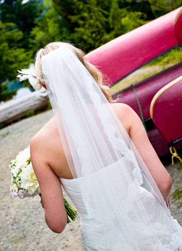 Photo of bride walking to ceremony on Vancouver Island