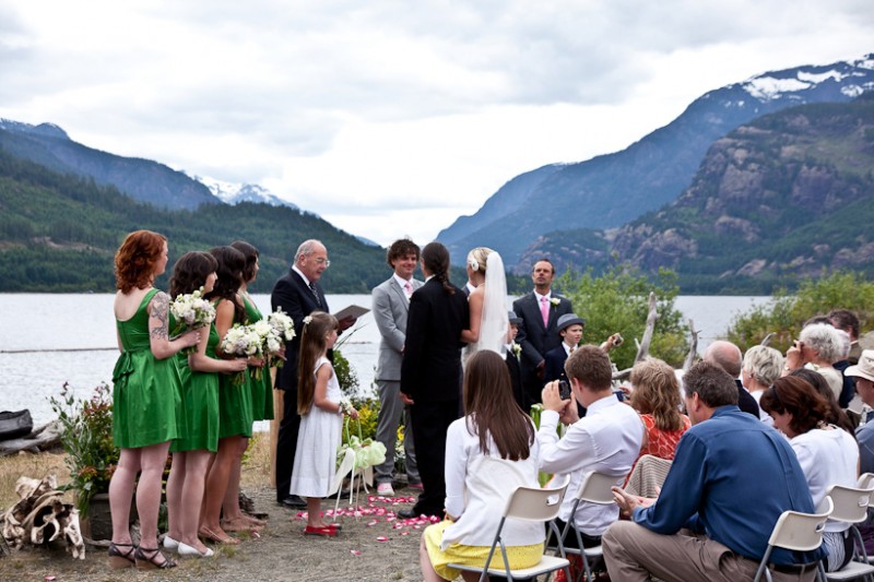 Photo of wedding ceremony at Strathcona Lodge on Vancouver Island, B.C.
