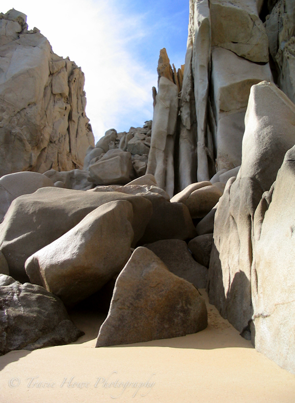Photograph of boulders on Baja beach