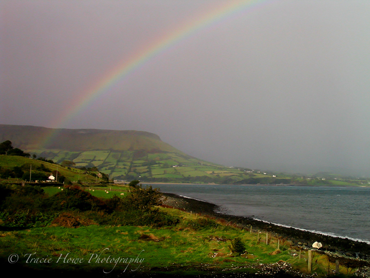 Photograph of rainbow over landscape in Ireland