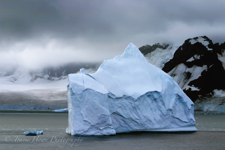 Photograph of blue iceberg in Antarctica