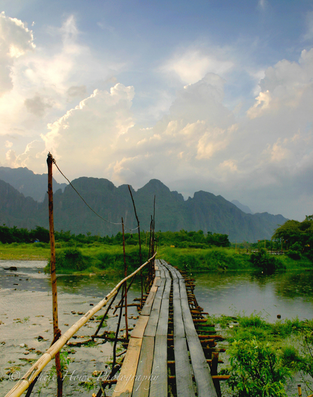 Photograph of bamboo bridge in Thailand