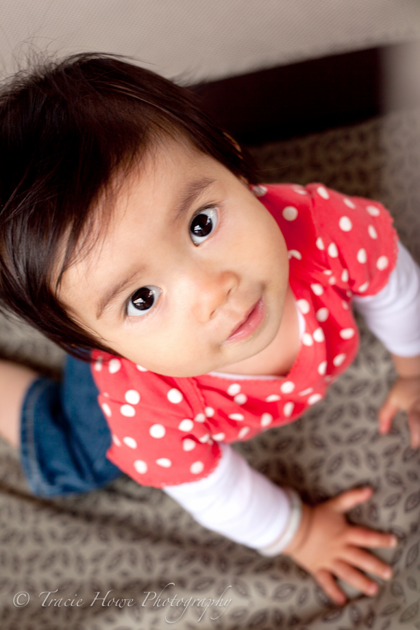 Photo of cute baby looking up