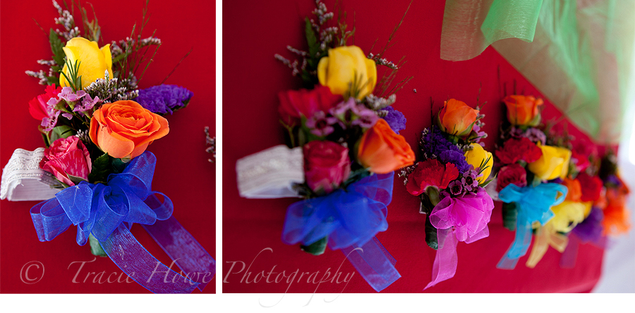 Photos of colorful boutineers for Mexican themed wedding
