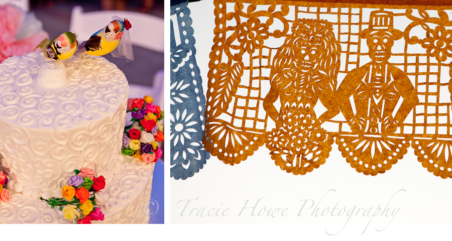 Photo of Mexican themed wedding cake and decoration