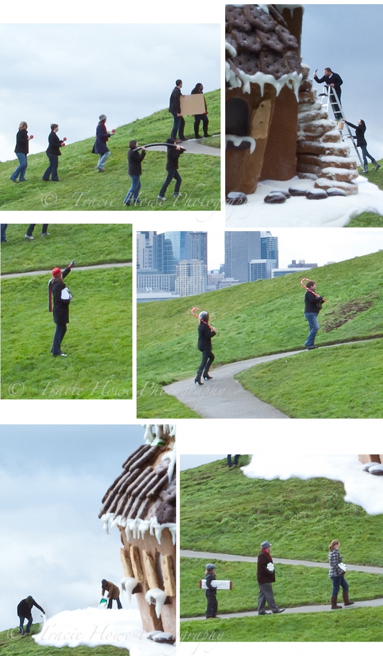 close up of building gingerbread house at Gasworks park in Seattle