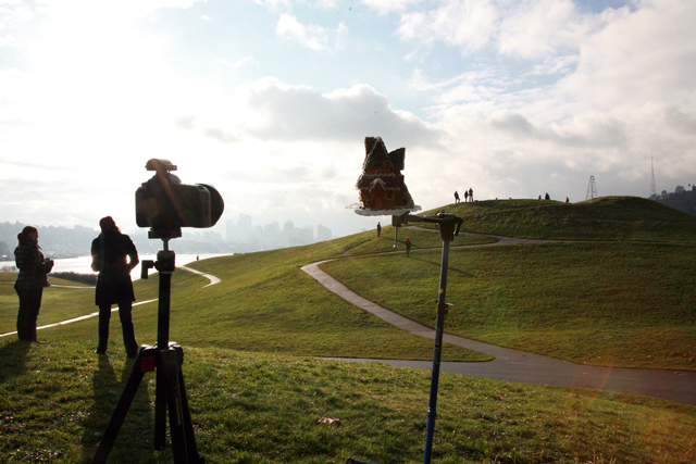 Forced perspective gingerbread house photo shoot at Gasworks Park