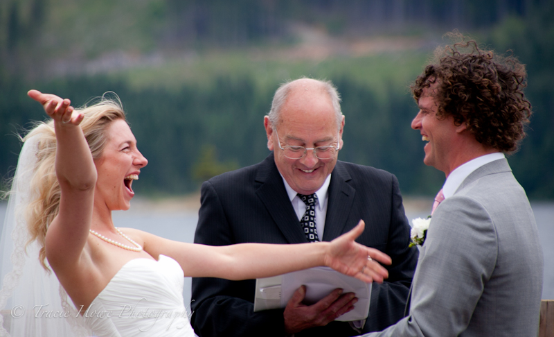 Happy couple at wedding ceremony