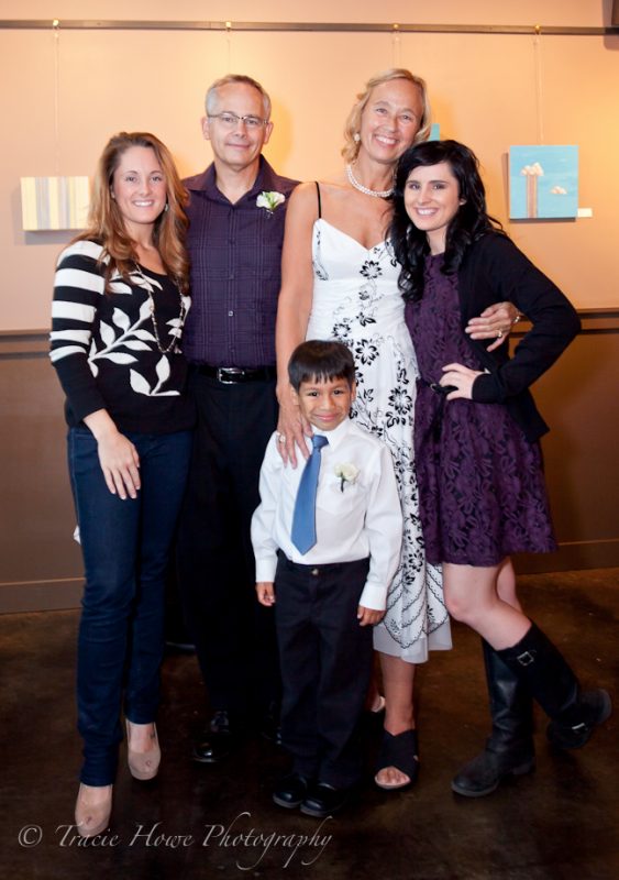 Photo of newly married family at Seattle wedding