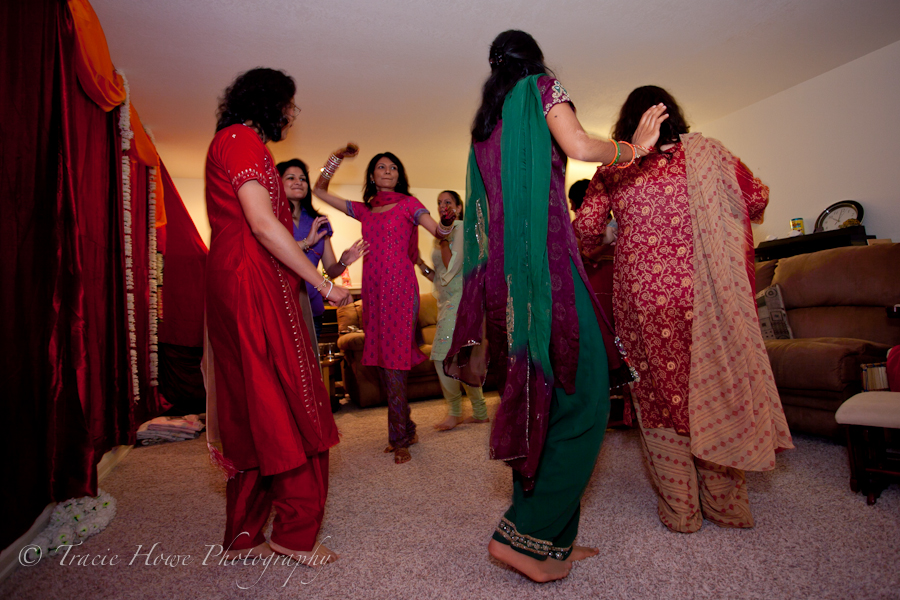 photo before Indian wedding ceremony of people dancing