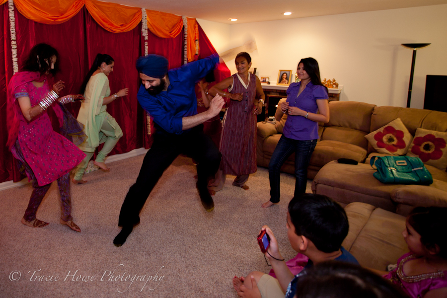 photo before Indian wedding ceremony of people dancing