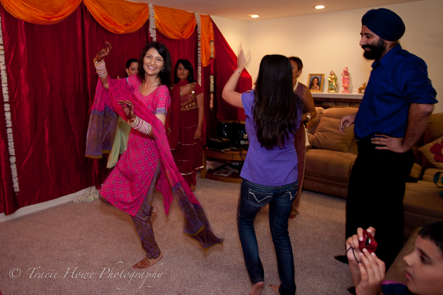 photo before Indian wedding ceremony of people dancing