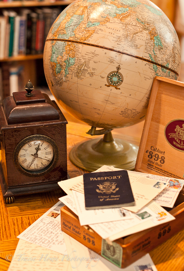 Travel theme photo shoot with passport