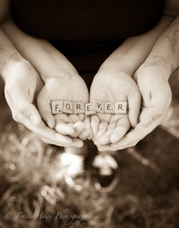 photo of Seattle engagement photography session - scrabble idea