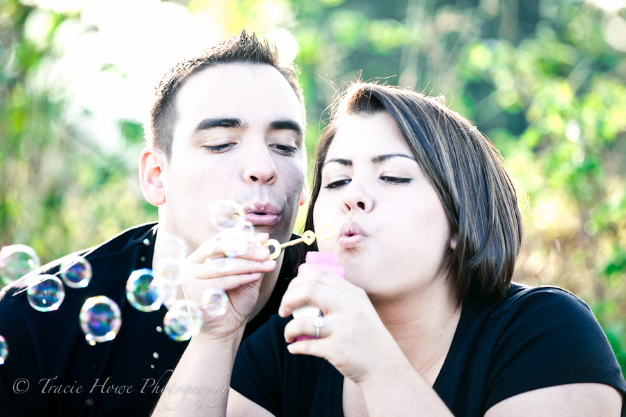 photo of Seattle engagement photography session - bubbles
