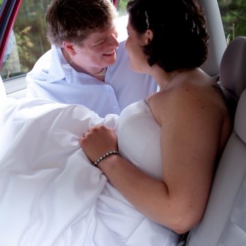 Sweet, intimate moment between couple, post wedding