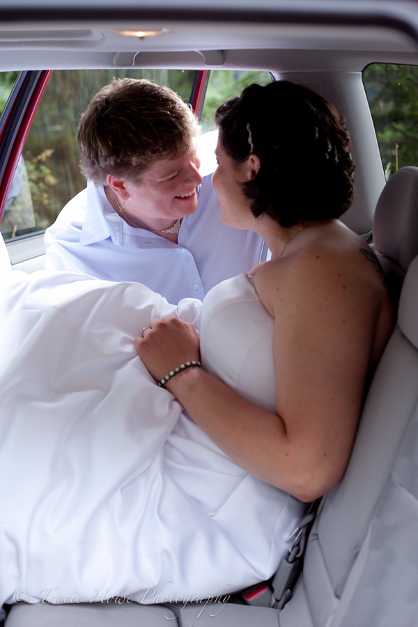 Sweet, intimate moment between couple, post wedding