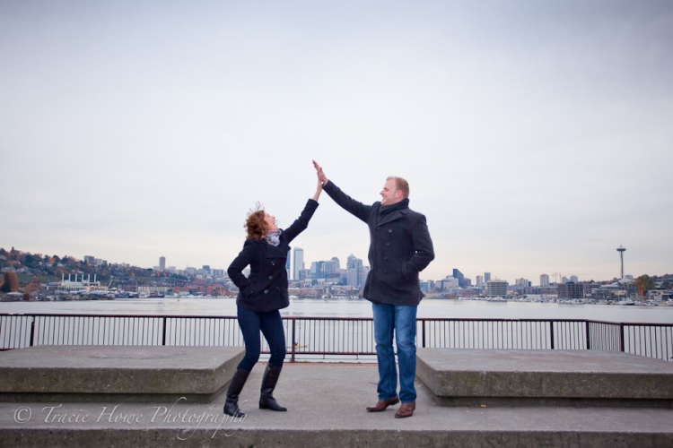 Funny engagement photo at gasworks