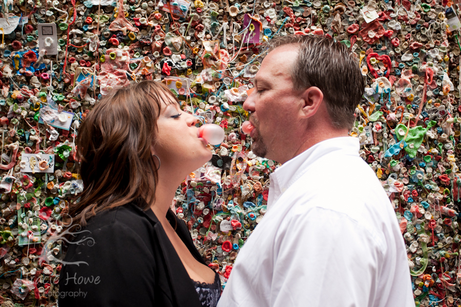 Couple at Seattle gum wall photo session