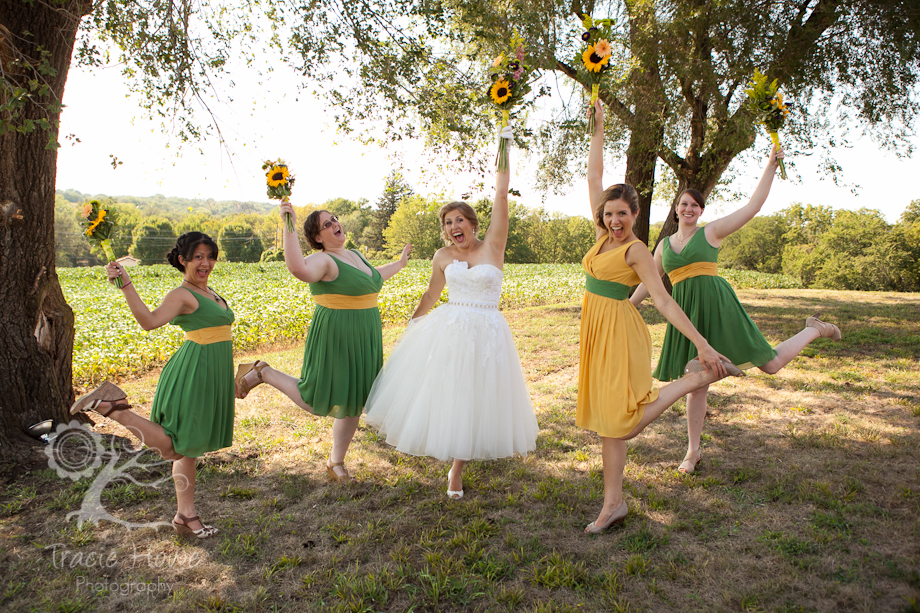 Fun photo of bride and bridesmaids