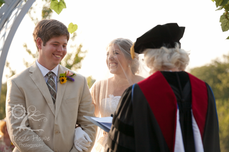 Bride and groom at altar