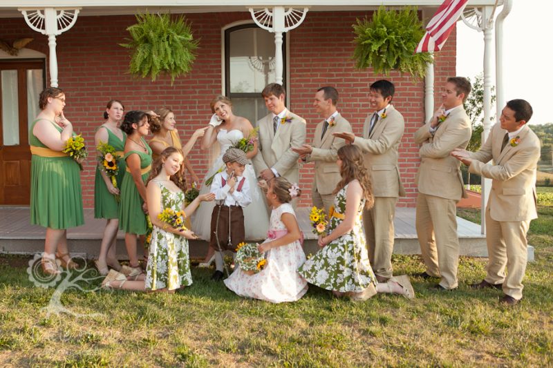 Non-traditional, fun photo of bridal party