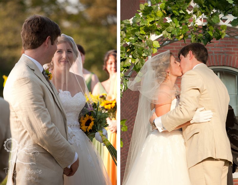 Photo of bride and groom during wedding ceremony