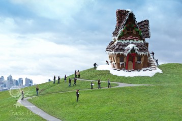 Giant gingerbread house at Gasworks park. Forced perspective.