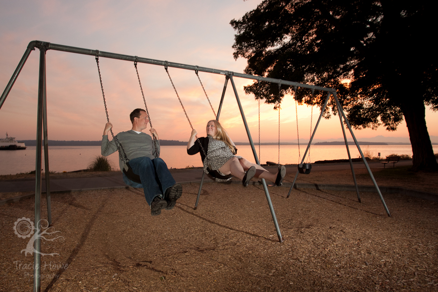 Lincoln Park sunset engagement photography in Seattle