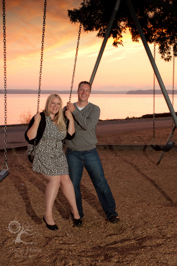 Lincoln Park sunset engagement photography in Seattle