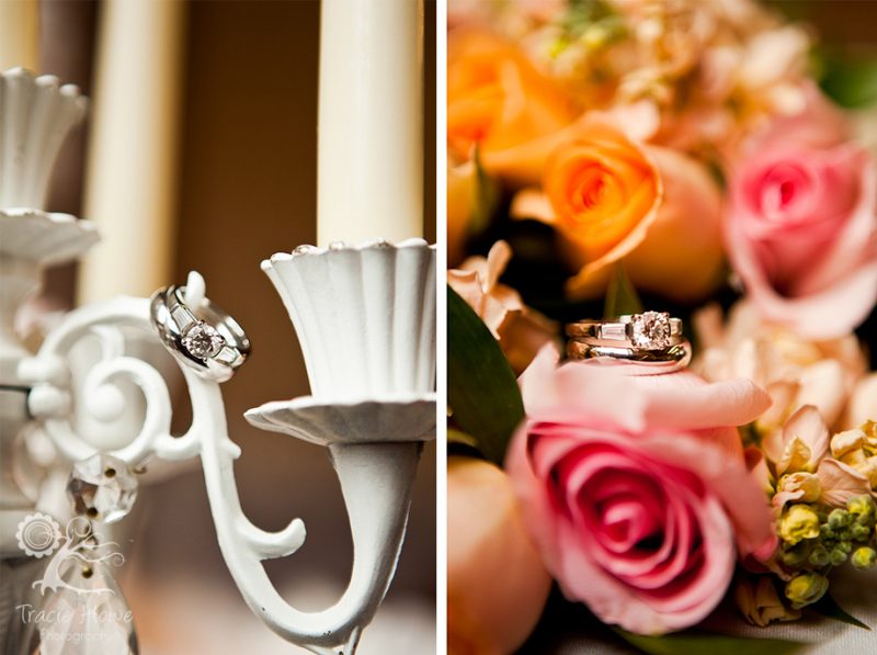 Photo of ring on flowers and candelabra