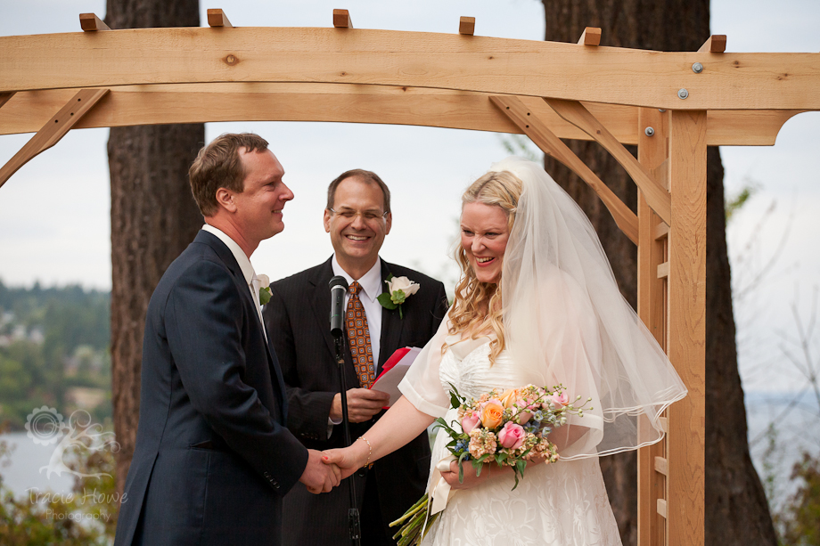 photo of bride and groom at wedding ceremony