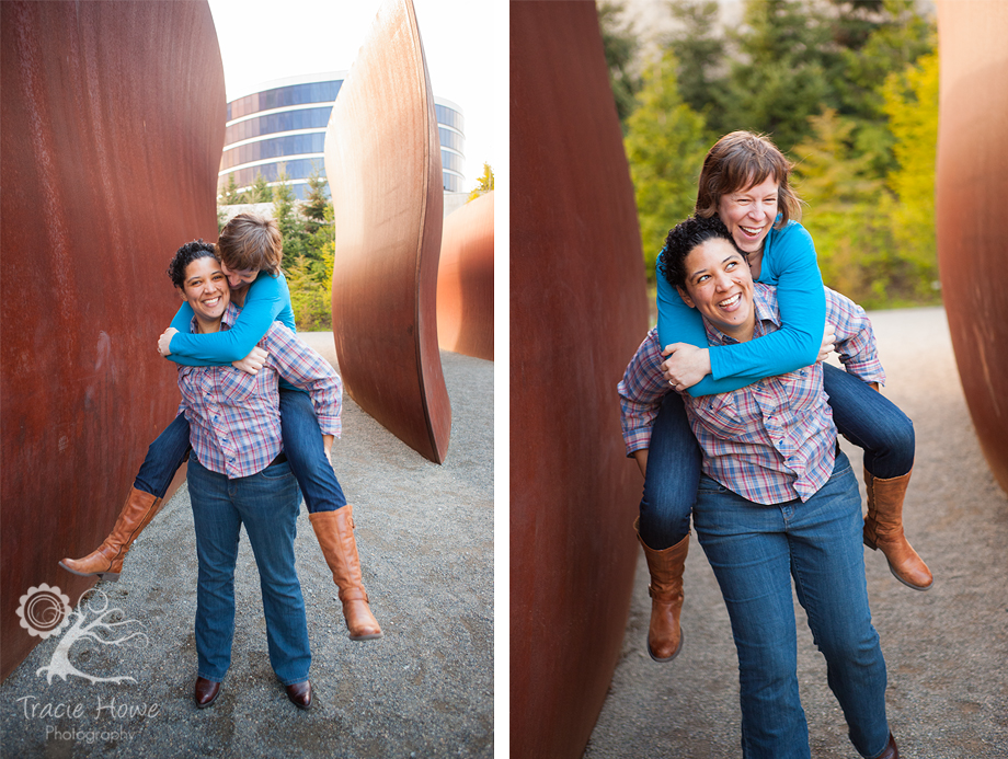 fun Seattle engagement photography Olympic Sculpture Park