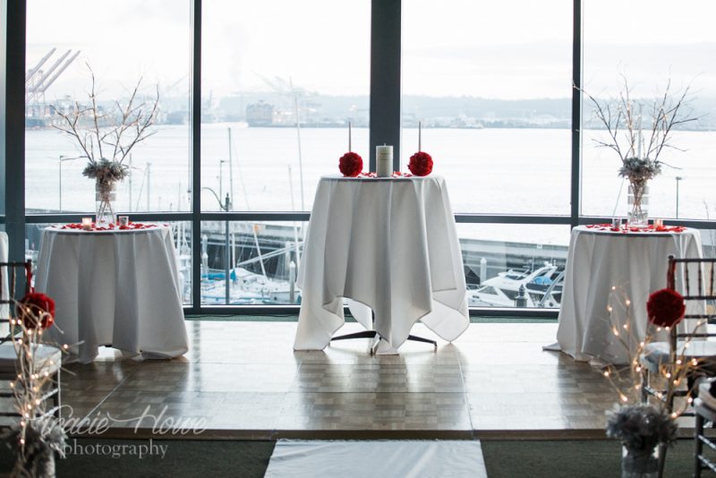 Seattle World Trade Center winter wedding decor