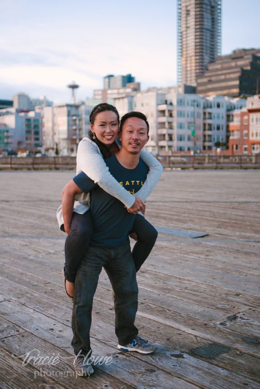 engagement shoot on Seattle's waterfront
