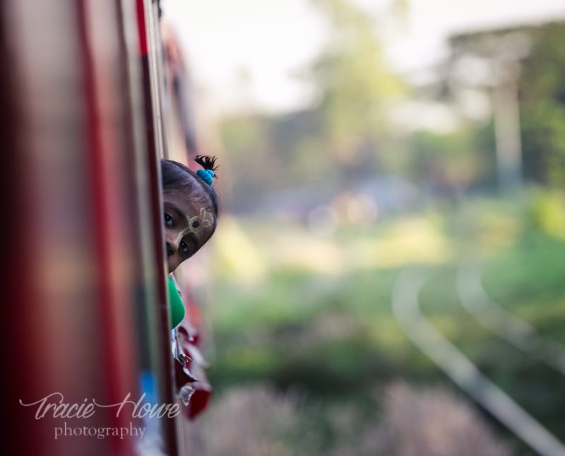 Burmese girl in train