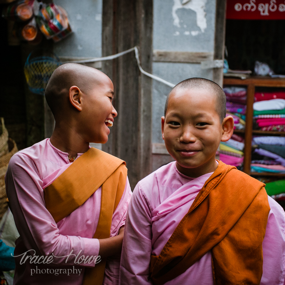 Two young female monks humored me with a quick photo. I love their reactions to the request.