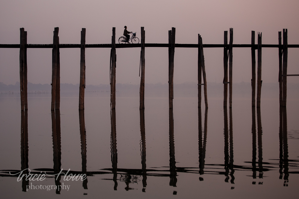 Myanmar's famous Ubein Bridge offered up many photo ops, including this bike silhouette. 