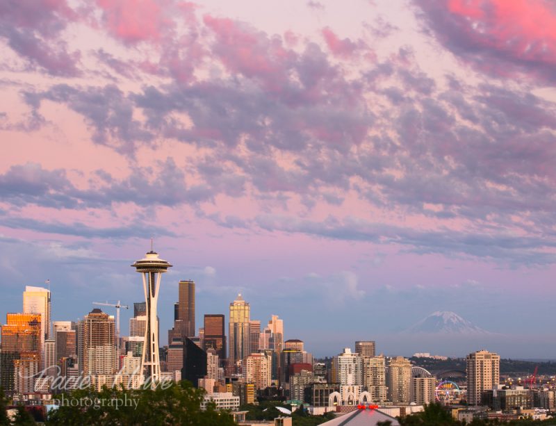 Seattle skyline sunset