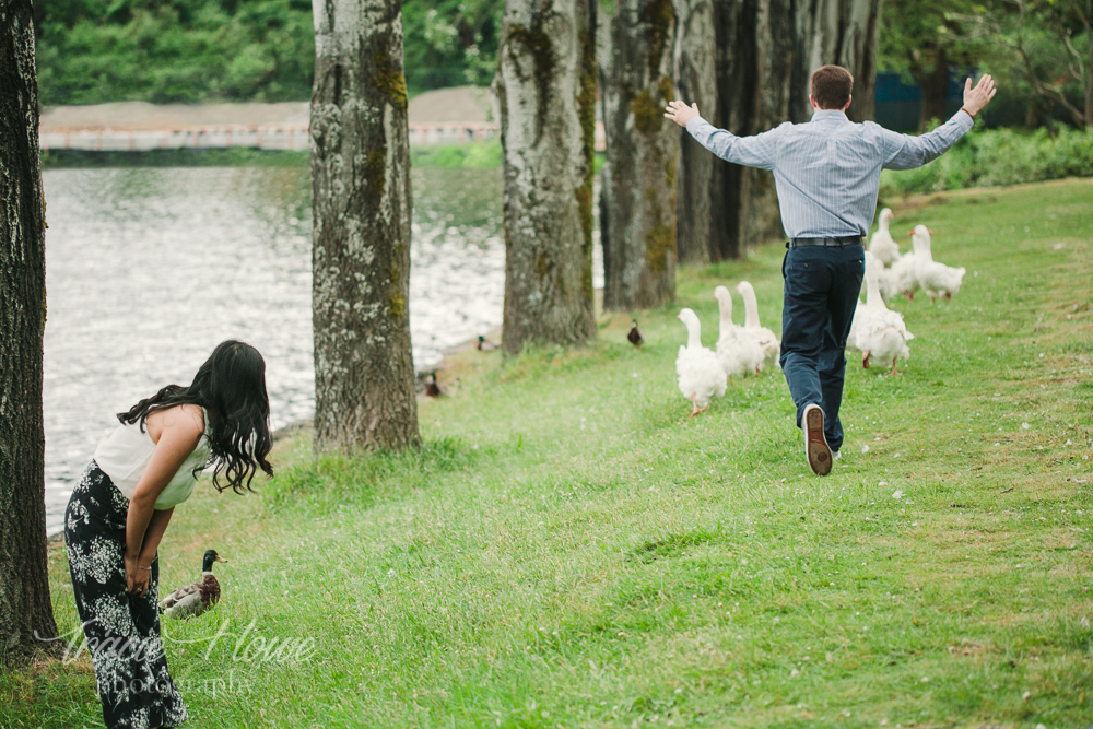 Michael was not going to let these aggressive geese ruin his engagement shoot.