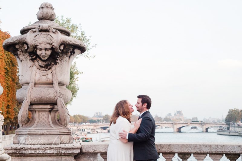 Paris wedding photos at Pont Alexandre III bridge